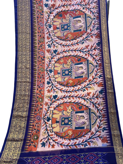 Ikkat kanchi border saree