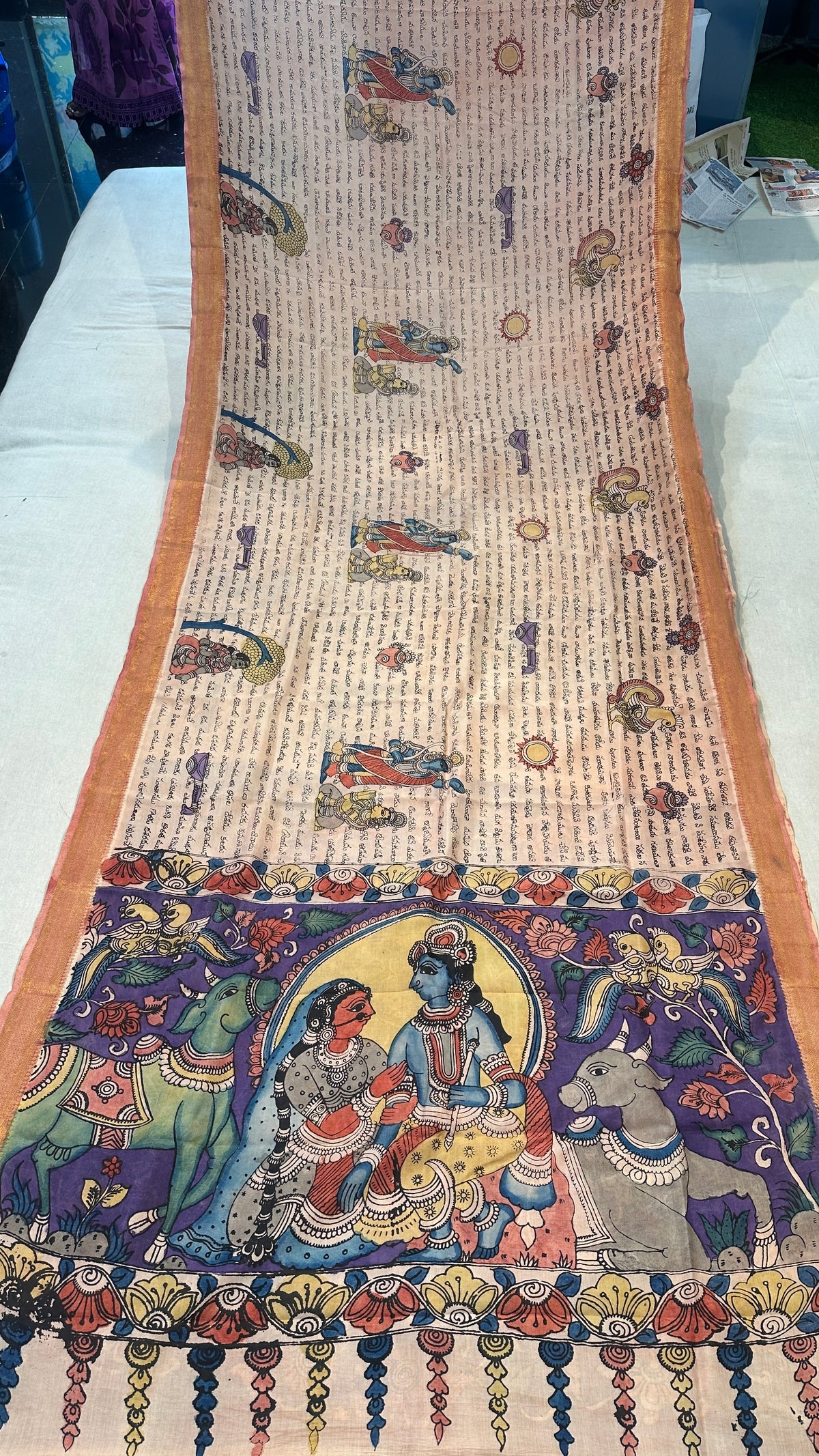 Pen kalamkari Bangalore silk saree