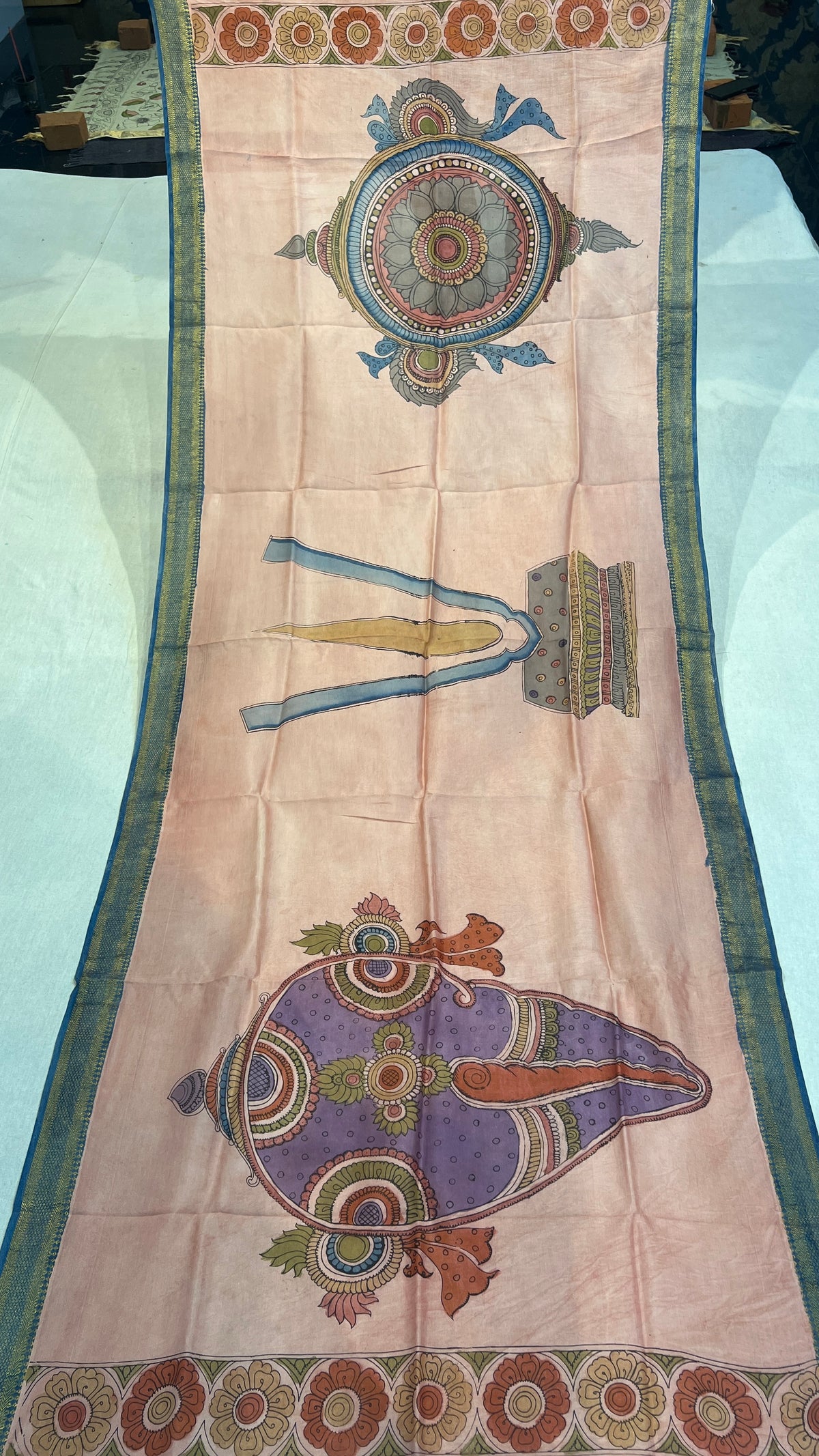 Pen kalamkari Bangalore silk duppata