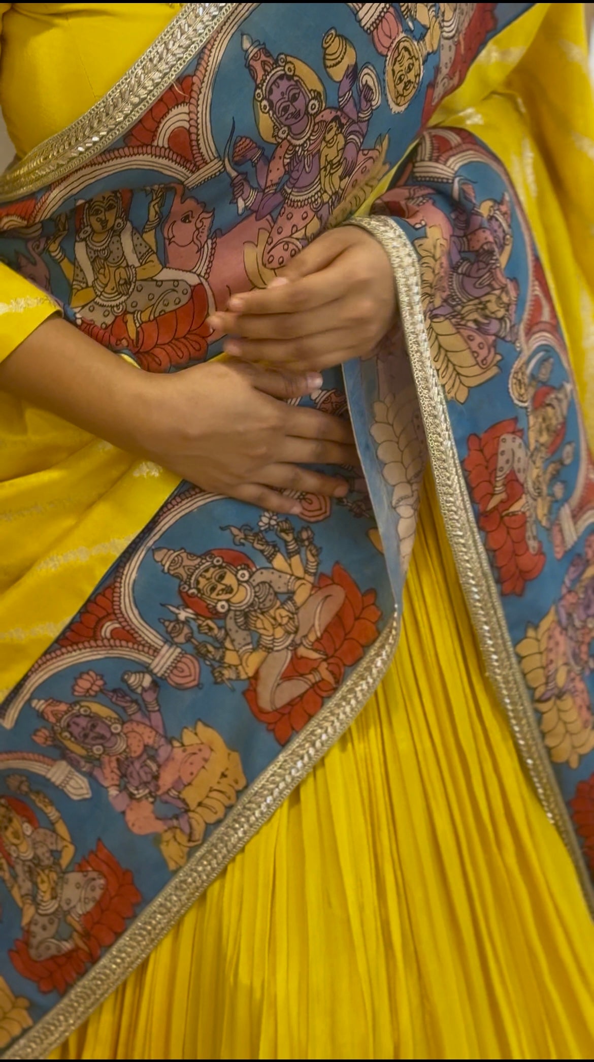 Pen Kalamkari Ashtalakshmi Lehenga