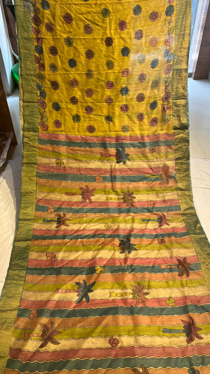 Pen Kalamkari Desi Tussar Sarees