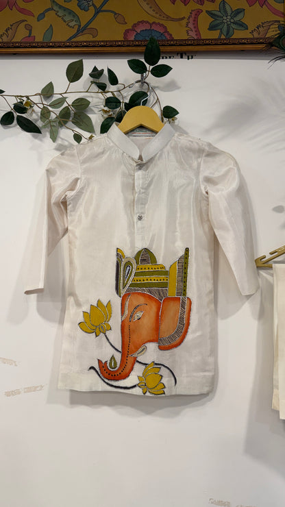 Kid’s Pen Kalamkari Appliqué Kurta Set