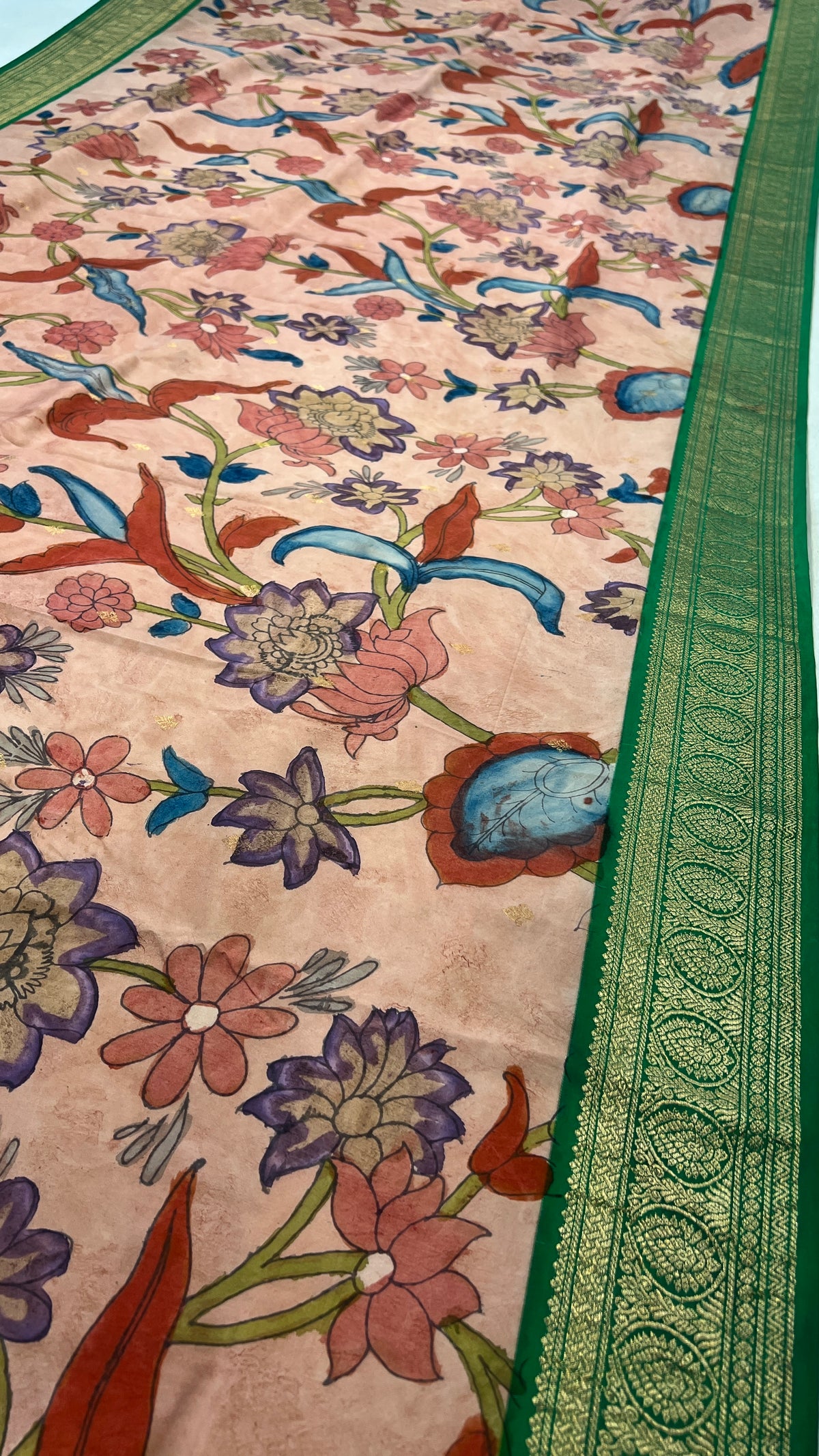 Pen Kalamkari Kanchi Pattu Saree