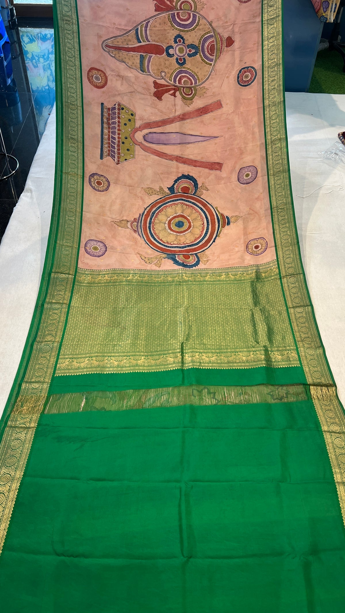Pen Kalamkari Kanchi Pattu Saree