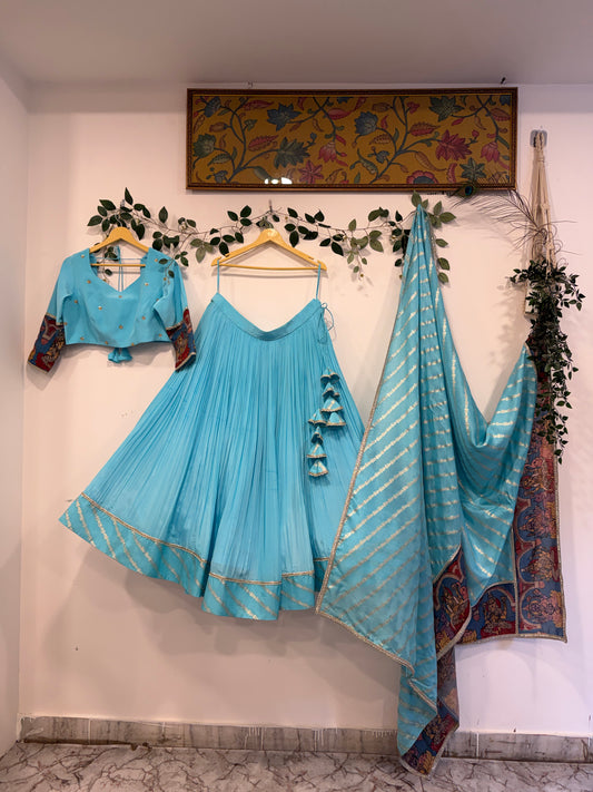 Pen Kalamkari Ashtalakshmi Lehenga
