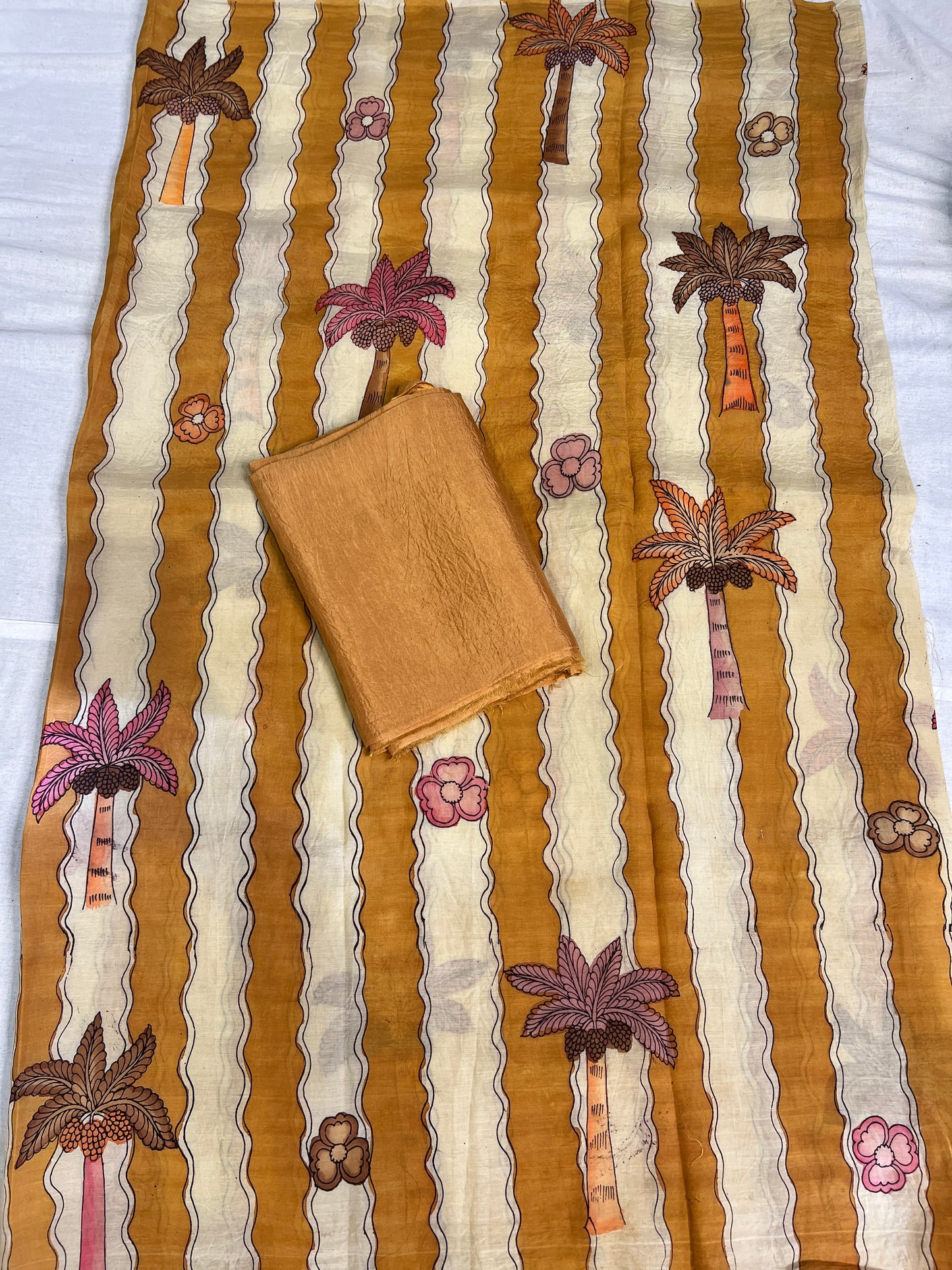Pen kalamkari Bangalore silk 2 piece set
