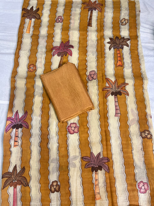 Pen kalamkari Bangalore silk 2 piece set