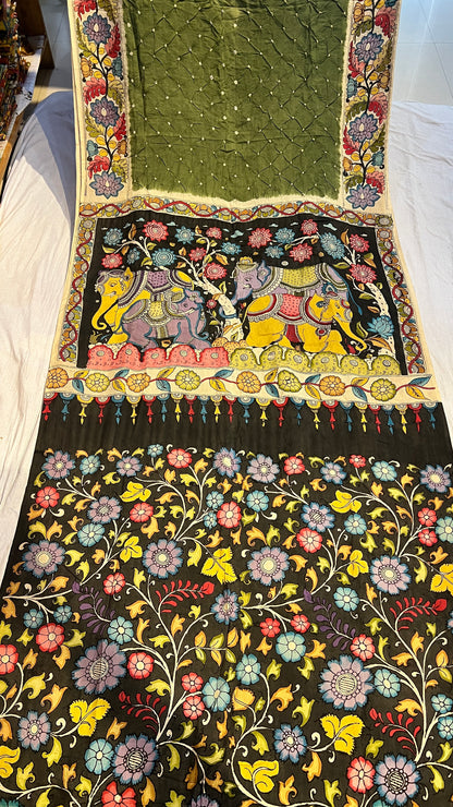 Pen Kalamkari Bandhini Saree
