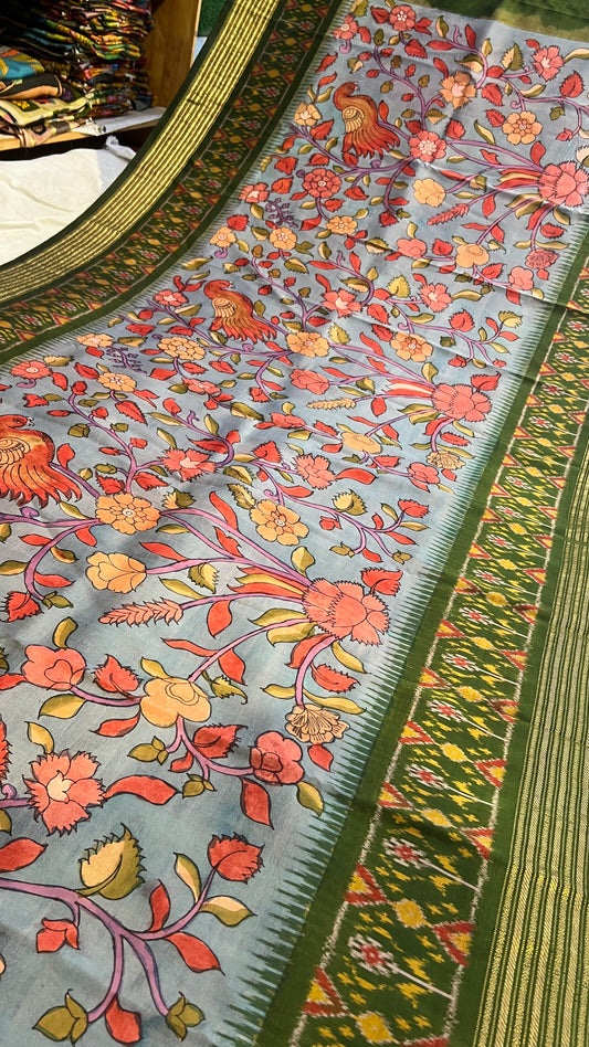 Pen Kalamkari Patola Weaving Ikkath Saree
