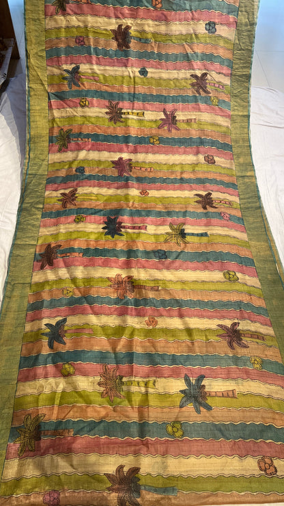 Pen Kalamkari Desi Tussar Sarees