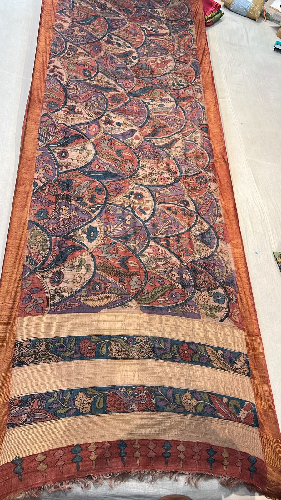 Pen Kalamkari Desi Tussar Saree