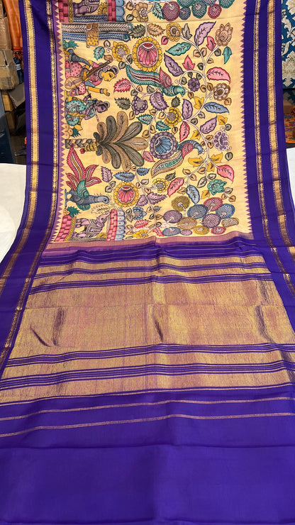 Pen Kalamkari Gadwal Pattu Saree