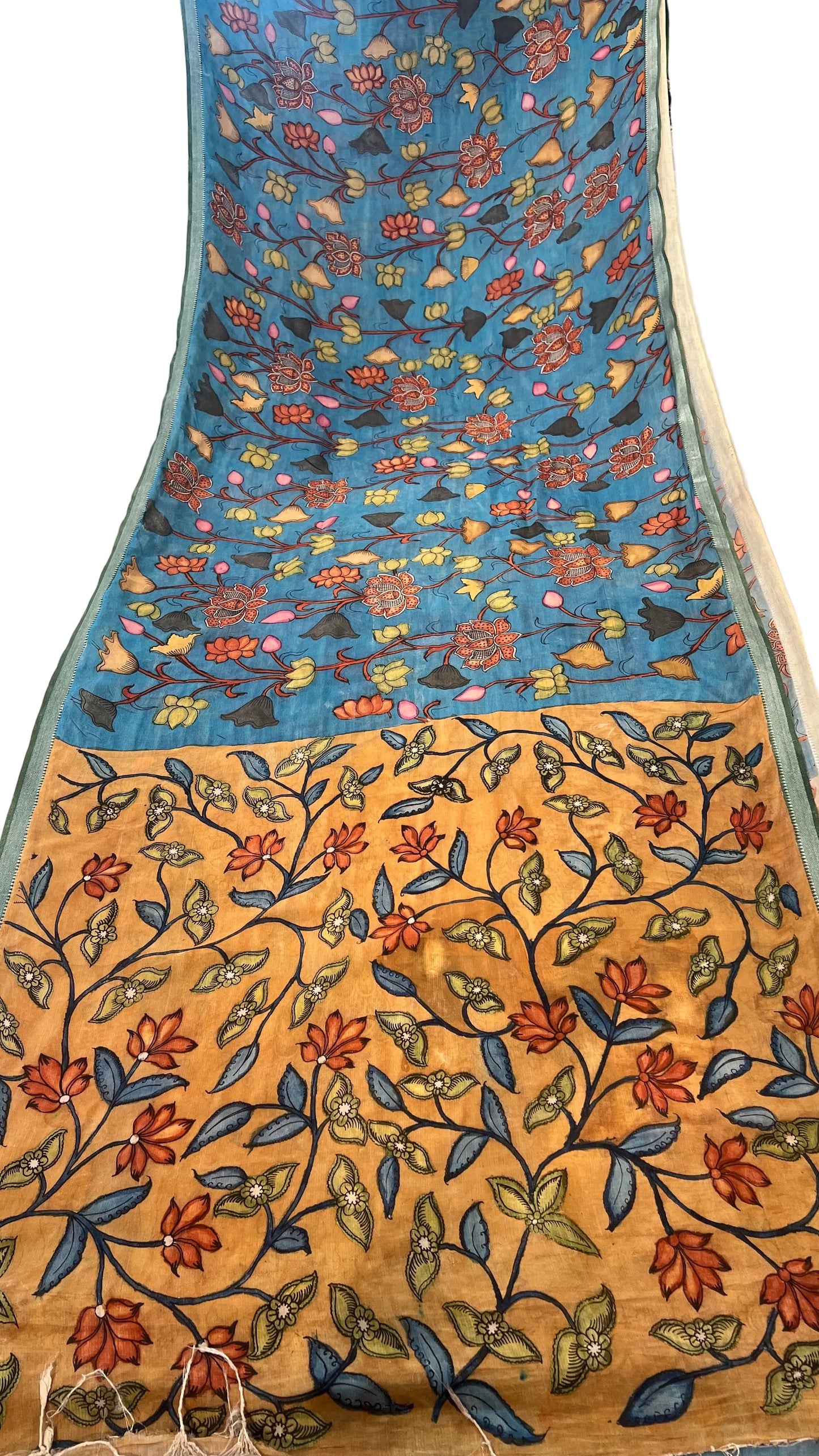 Pen Kalamkari Mangalagiri Silk Saree