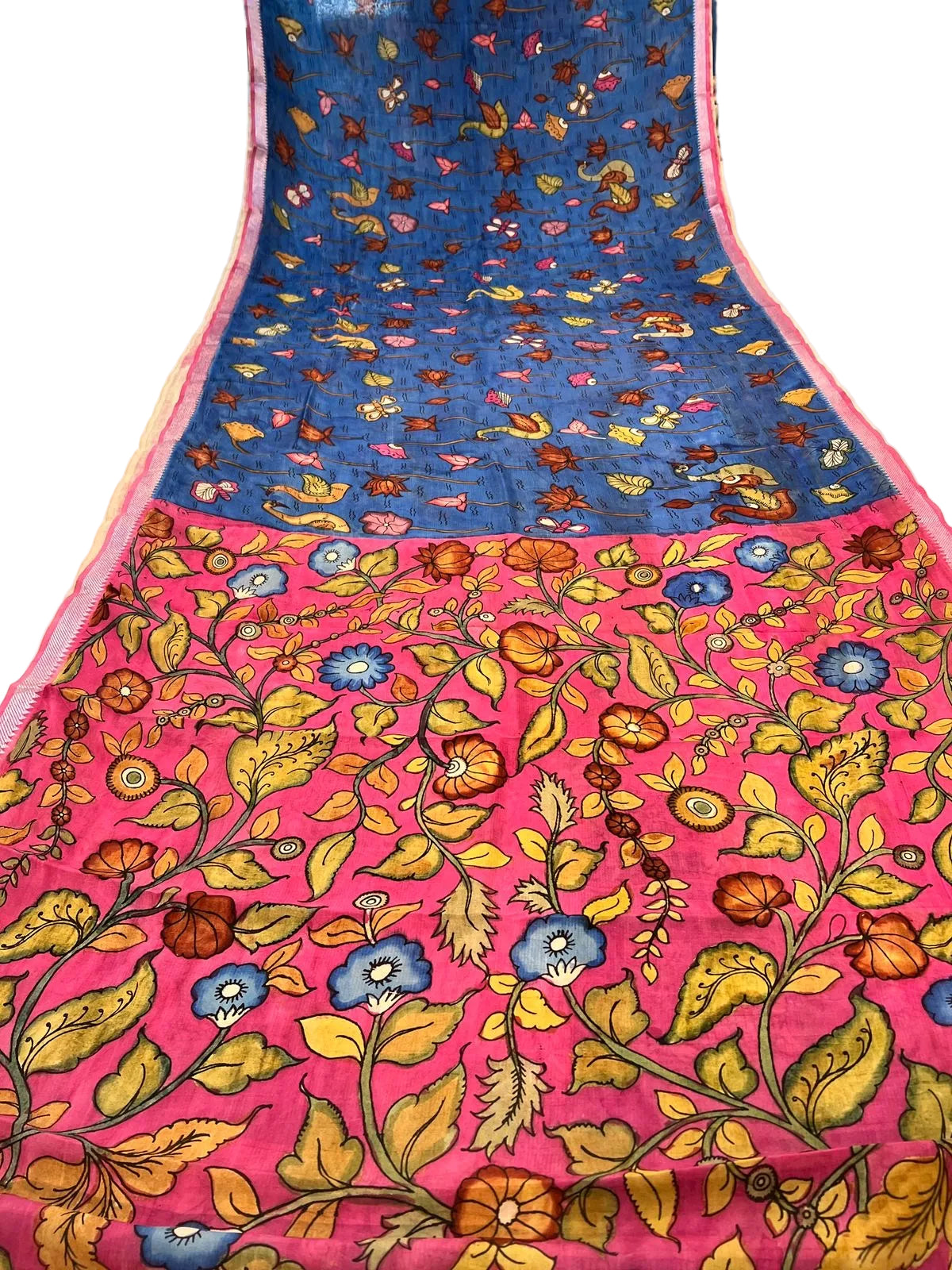 Pen Kalamkari Mangalagiri Silk Saree