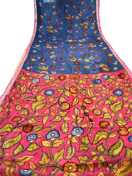 Pen Kalamkari Mangalagiri Silk Saree