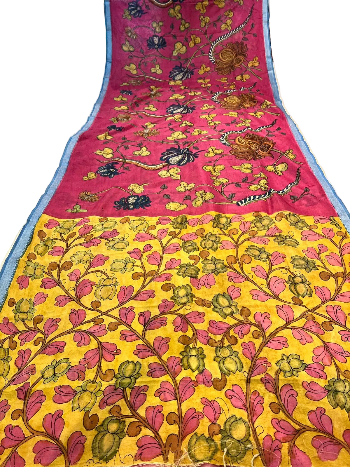 Pen Kalamkari Mangalagiri Silk Saree