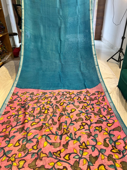 Pen Kalamkari Mangalagiri Silk Saree