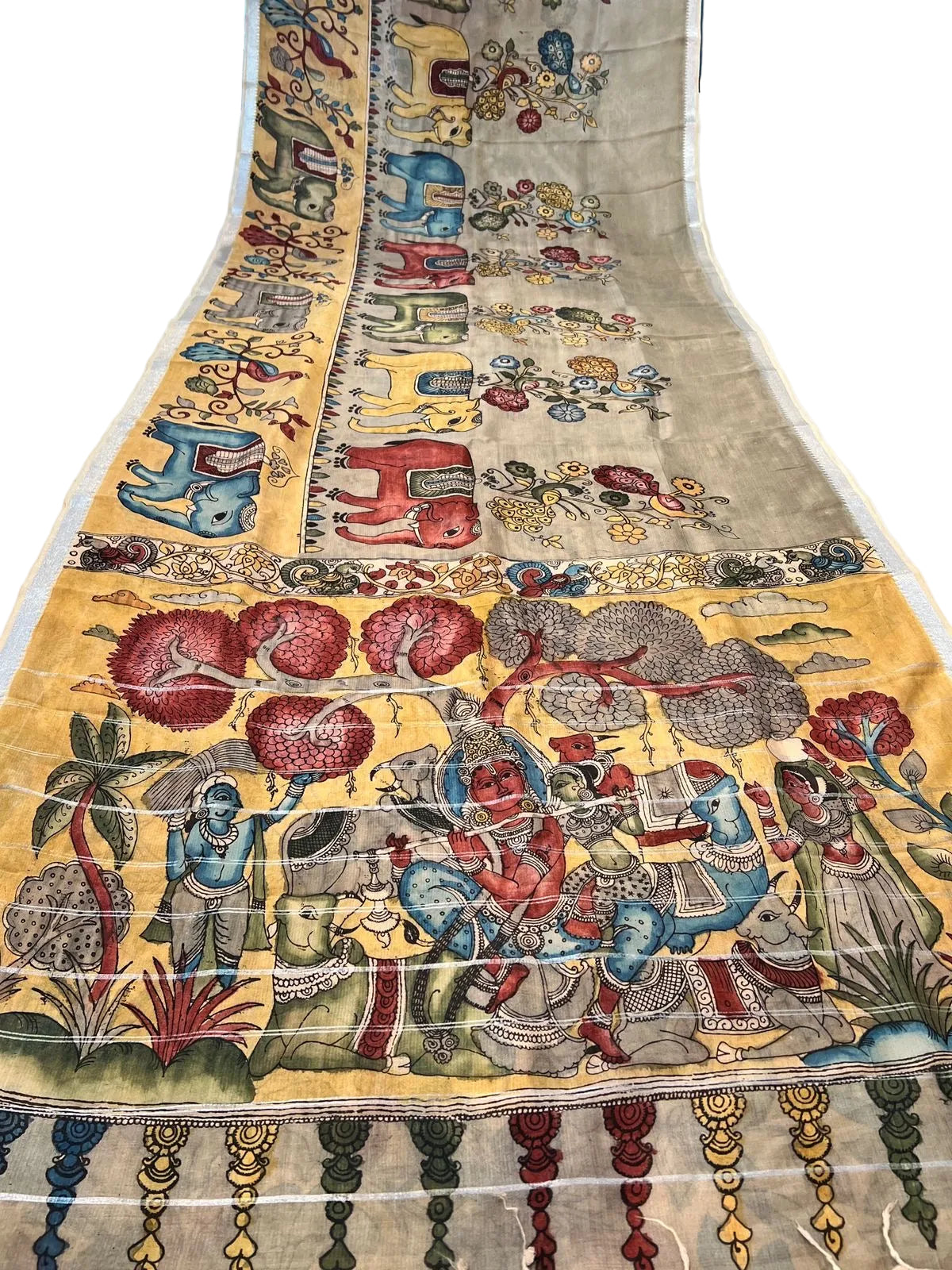 Pen Kalamkari Mangalagiri Silk Saree