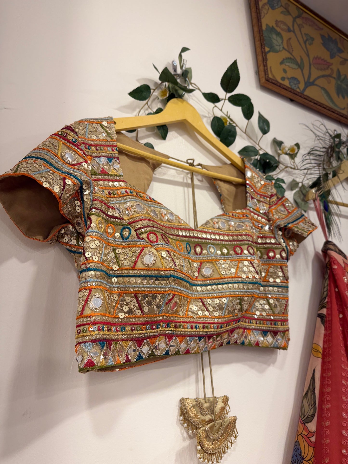 Pen Kalamkari Peach Chikankari Lehenga