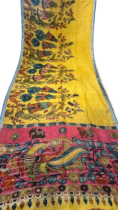Pen Kalamkari Mangalagiri Silk Saree