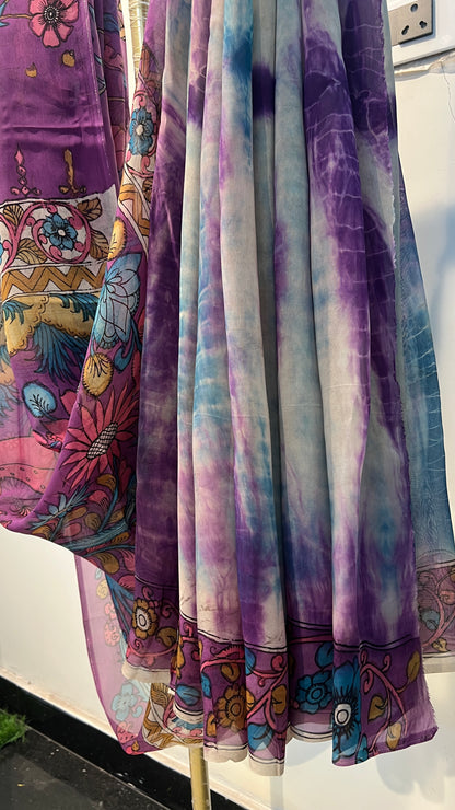 Kalamkari Shibori saree