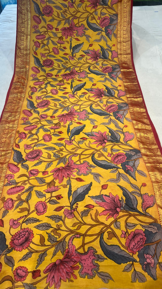 Yellow Kanchi pattu saree