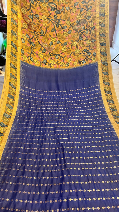 ✨ Pen Kalamkari Soft Silk Kanchi Pattu Saree ✨