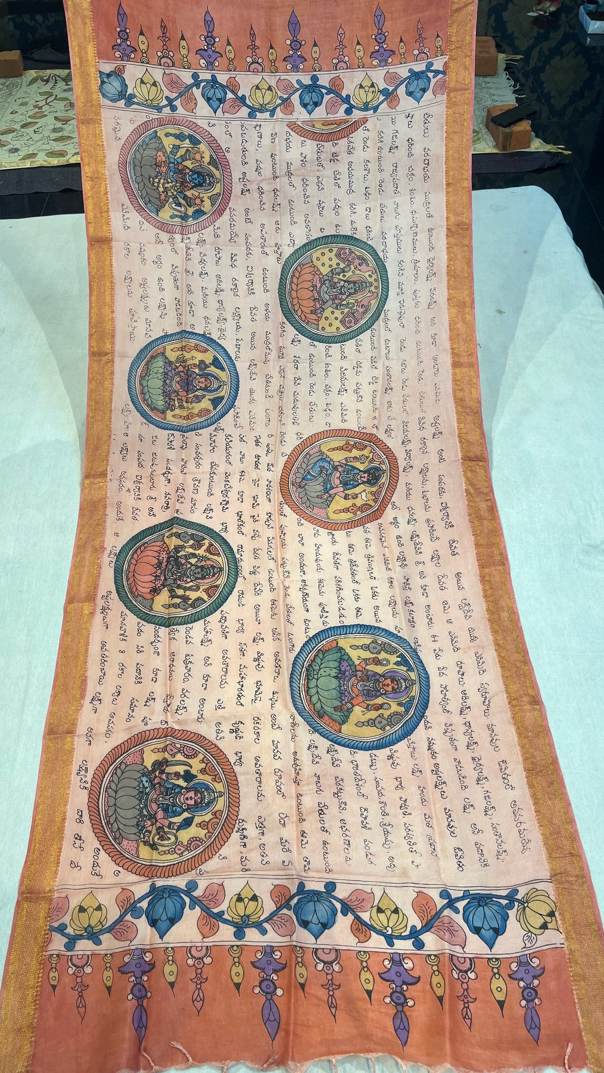 Pen kalamkari Bangalore silk duppata
