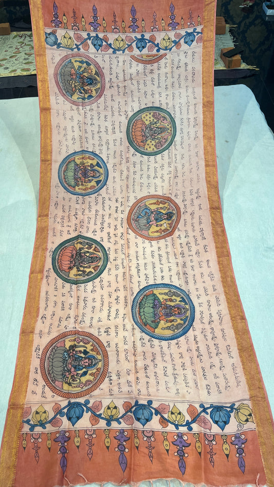 Pen kalamkari Bangalore silk duppata