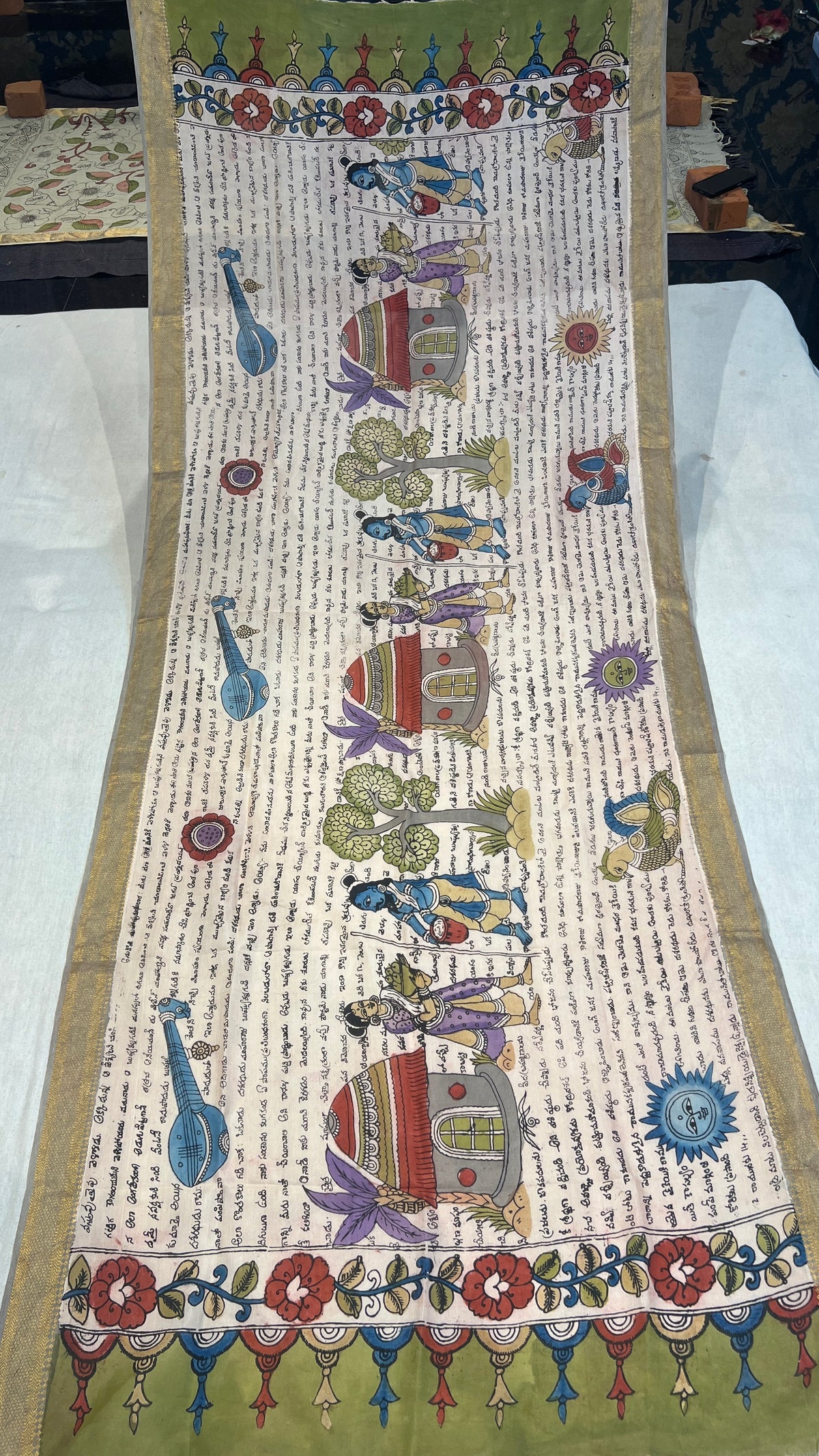 Pen kalamkari Bangalore silk duppata