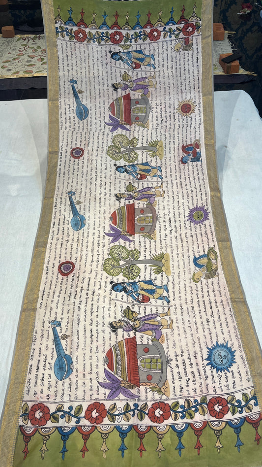 Pen kalamkari Bangalore silk duppata