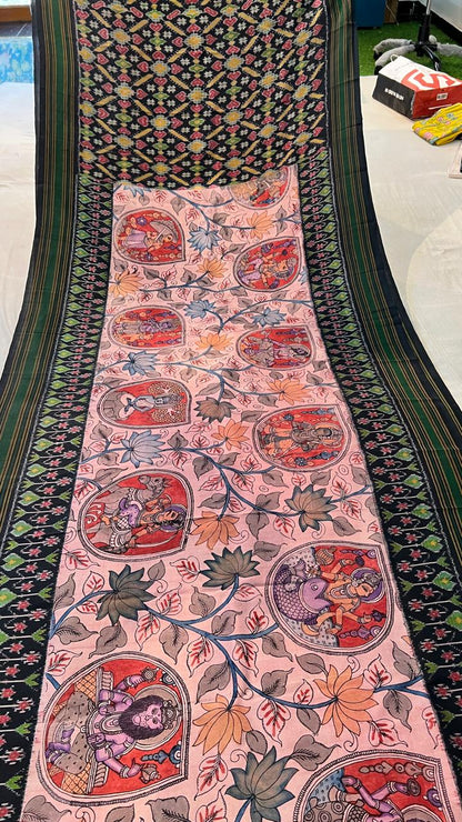 Pen Kalamkari Patola Weaving Ikkath Saree