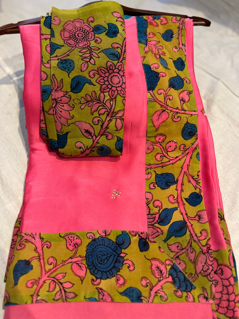 Satin Georgette saree ~ Kalamkari