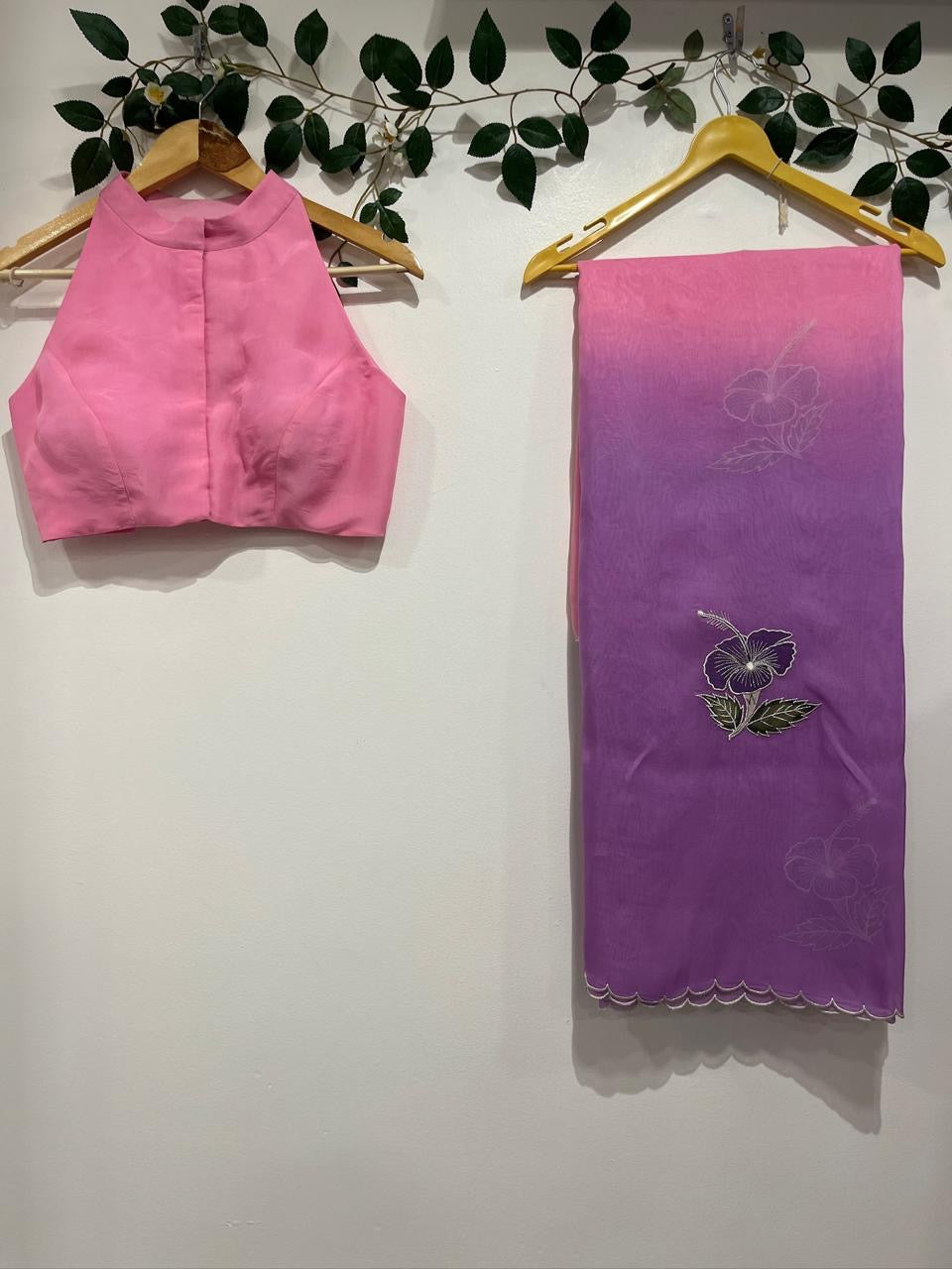 Mandara Appliqué Organza Saree