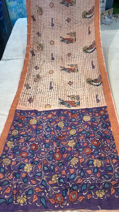 Pen kalamkari Bangalore silk saree