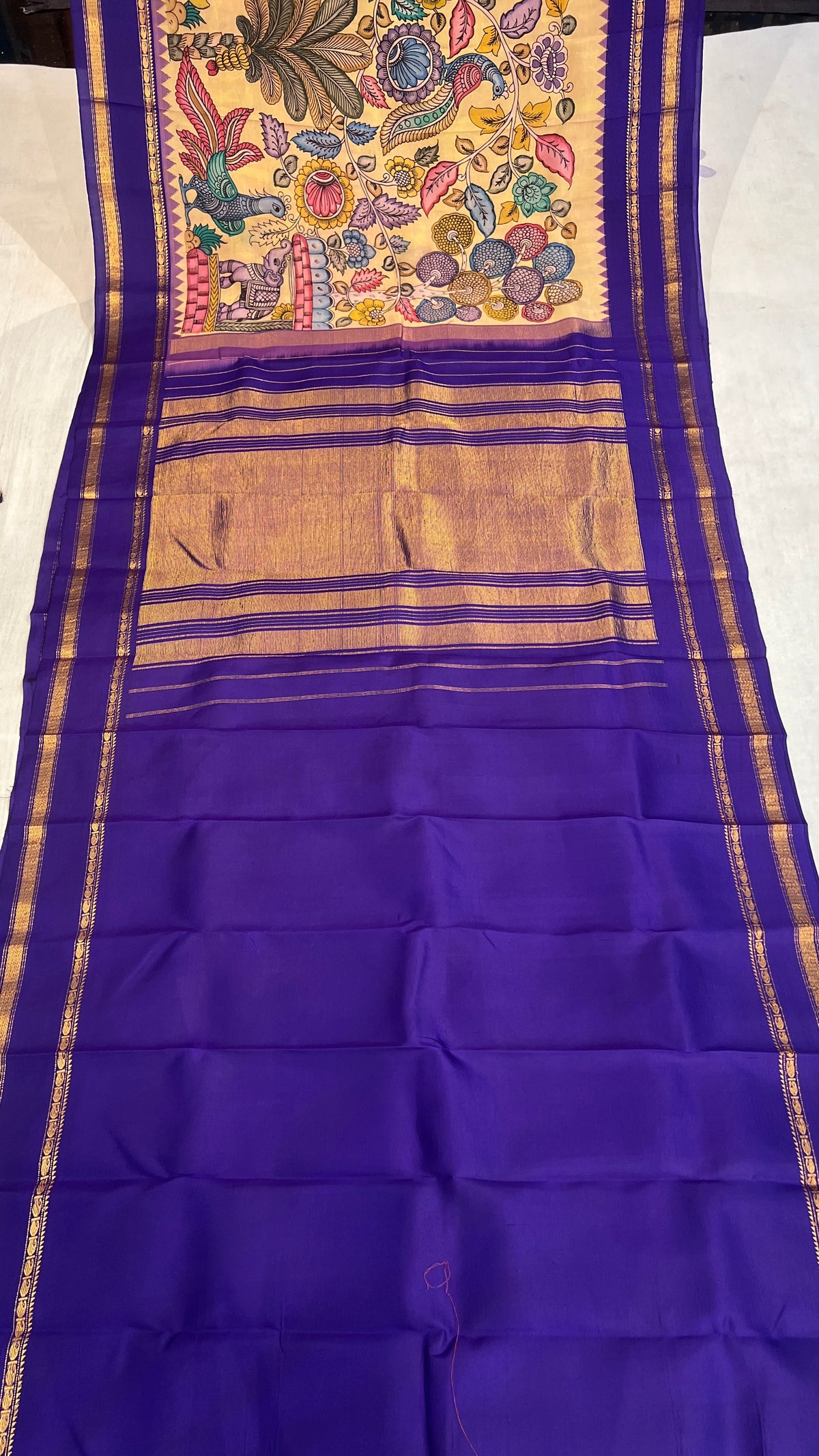 Pen Kalamkari Gadwal Pattu Saree