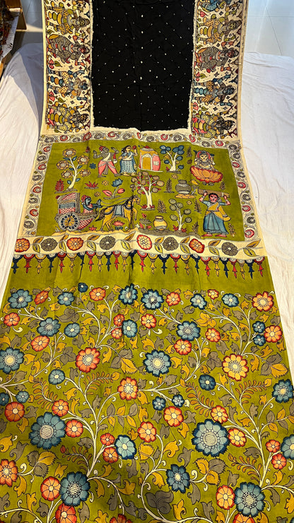 Pen Kalamkari Bandhini Saree