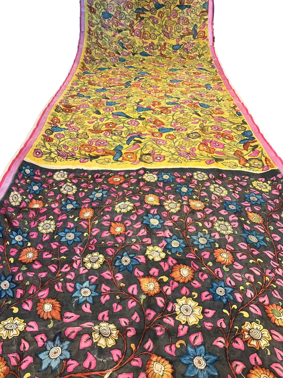 Pen Kalamkari Mangalagiri Silk Saree