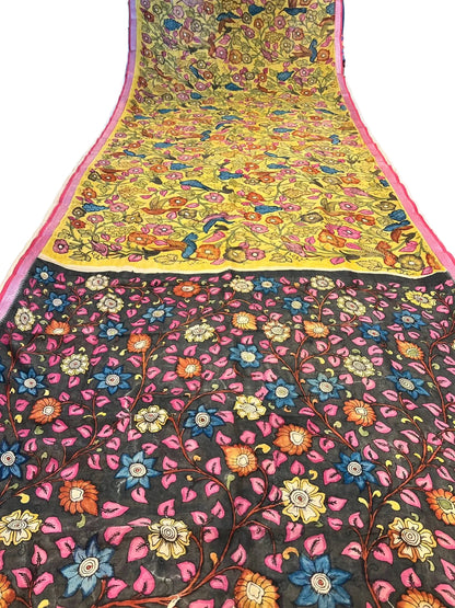 Pen Kalamkari Mangalagiri Silk Saree