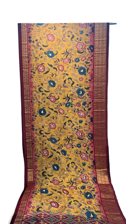 Ikkat Kanchi Border saree