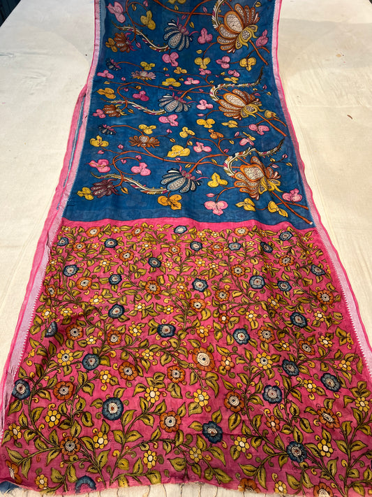 Pen Kalamkari Mangalagiri Silk Saree