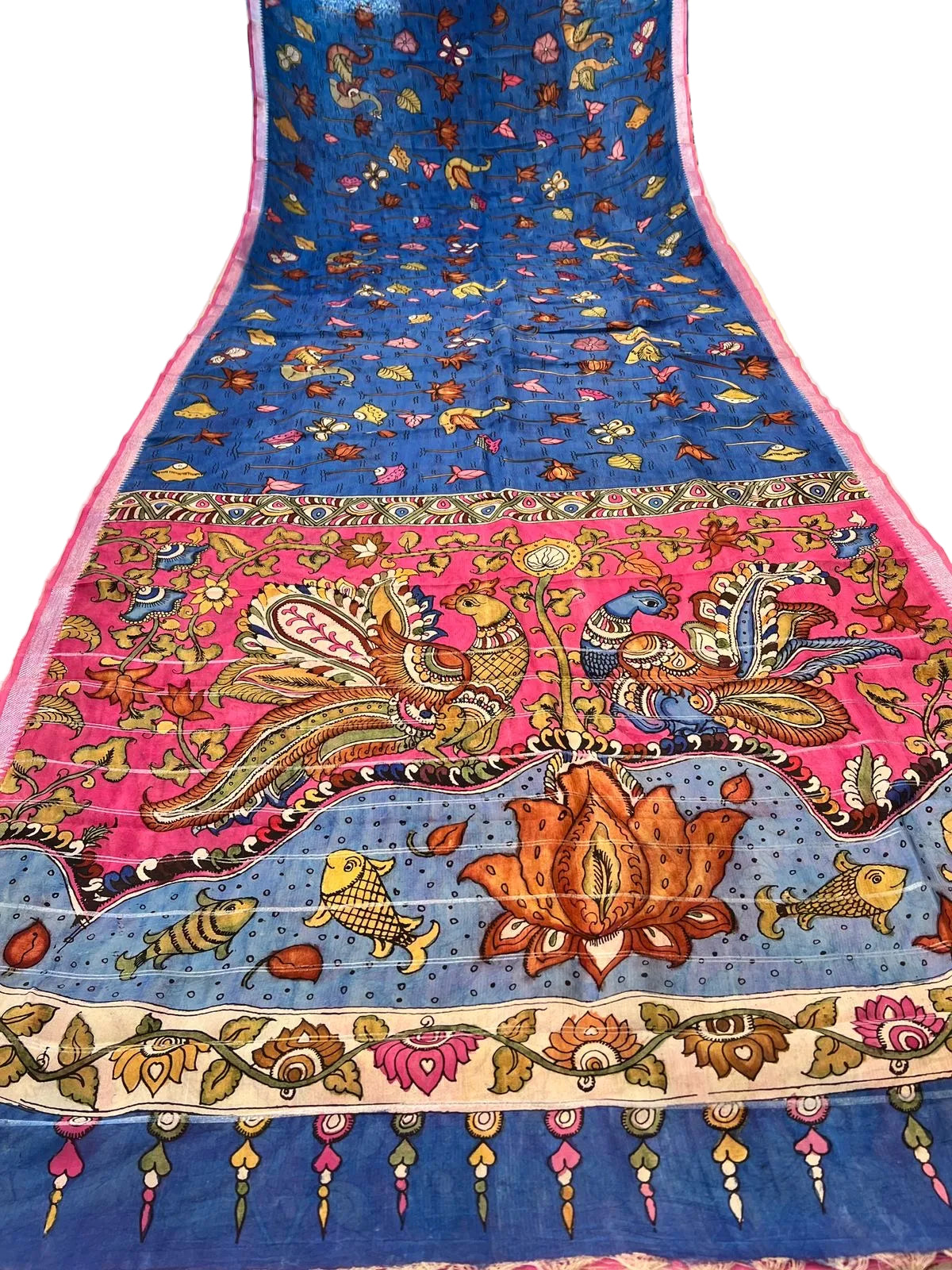 Pen Kalamkari Mangalagiri Silk Saree