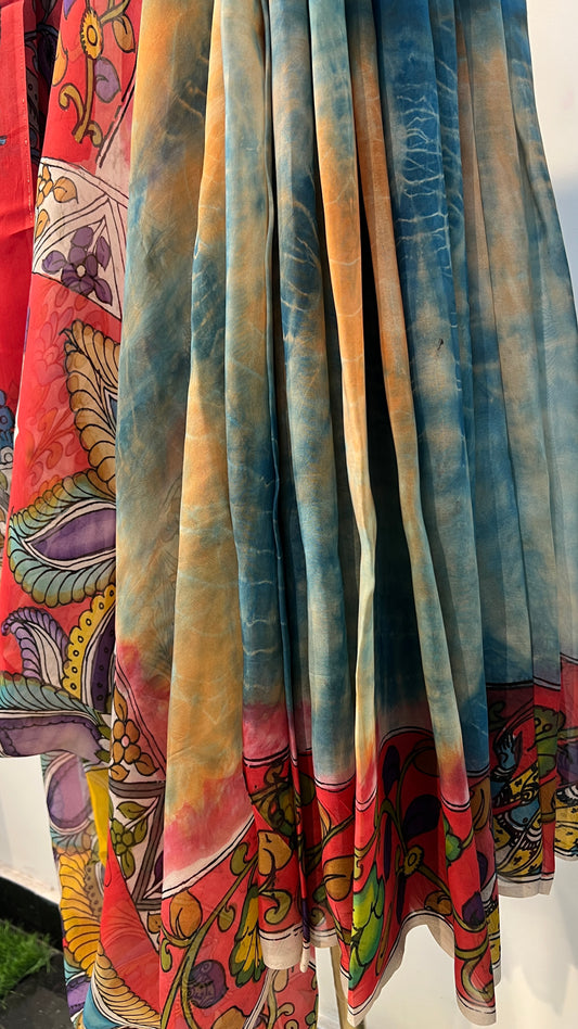 Kalamkari Shibori saree