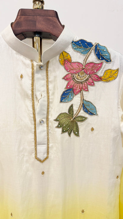 Pen Kalamkari Appliqué Work – Dual Shade Kurta Set