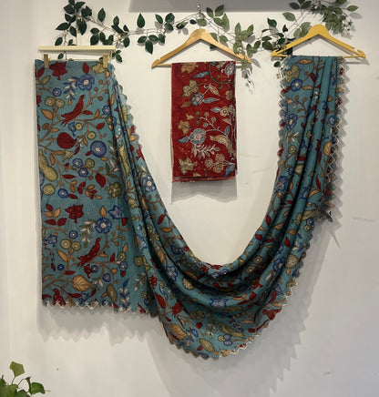 Blue floral Bangalore silk saree