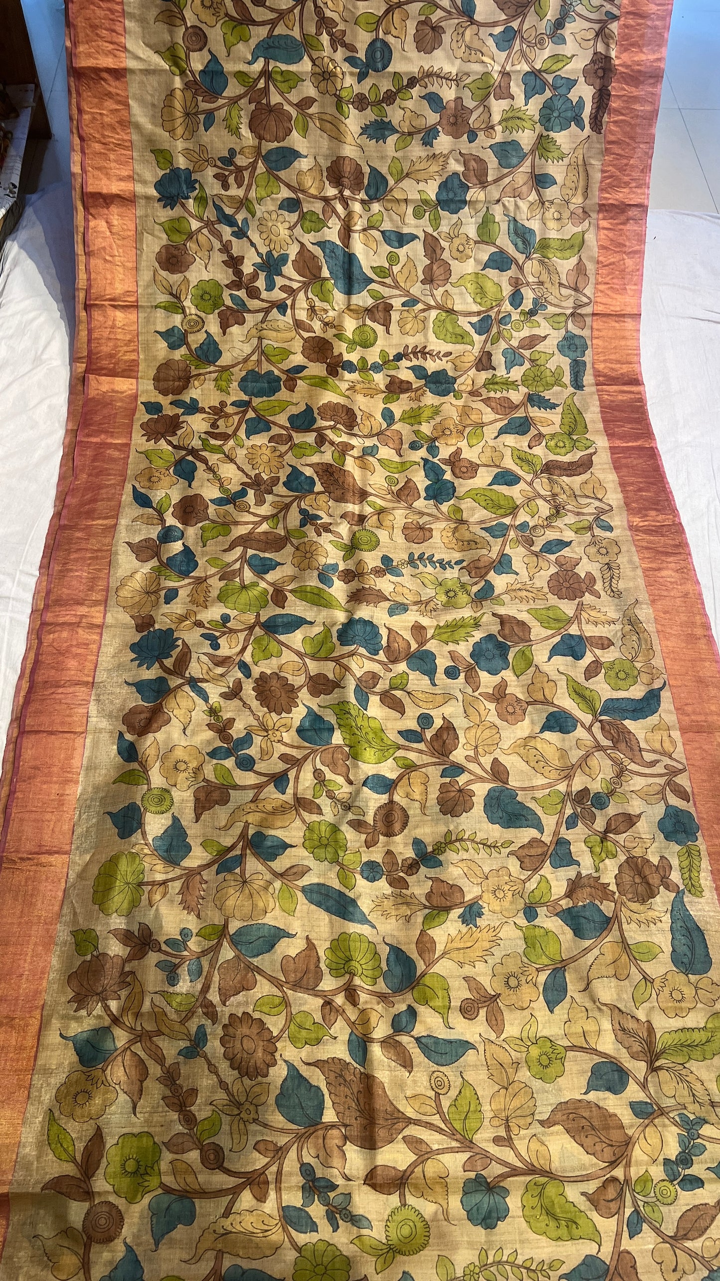 Pen Kalamkari Desi Tussar Sarees