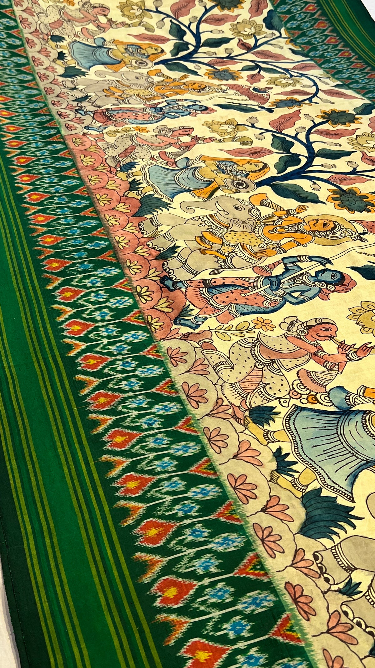 Pen Kalamkari Patola Weaving Ikkath Saree