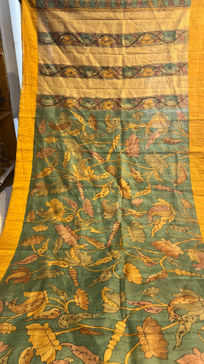 Pen Kalamkari Desi Tussar Sarees