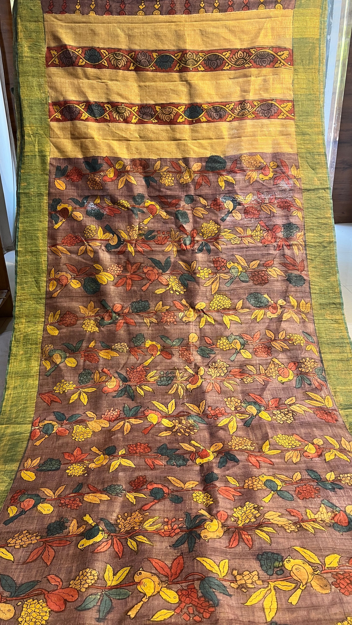 Pen Kalamkari Desi Tussar Sarees