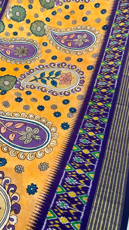 Pen Kalamkari Patola Weaving Ikkath saree